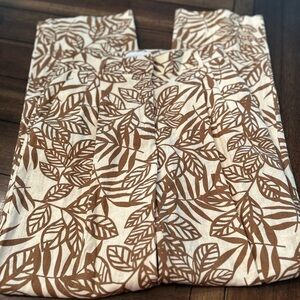 House Of Harlow 1960 Trouser Pants Women's Size 2 Cream Tan Leaf Linen Blend